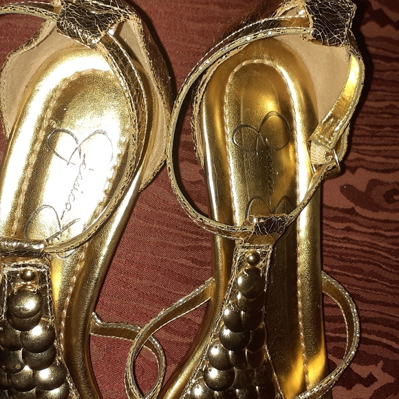 JESSICA SIMPSON GOLD TONE SANDALS WOMEN'S SIZE 6B/36 - Picture 3 of 6